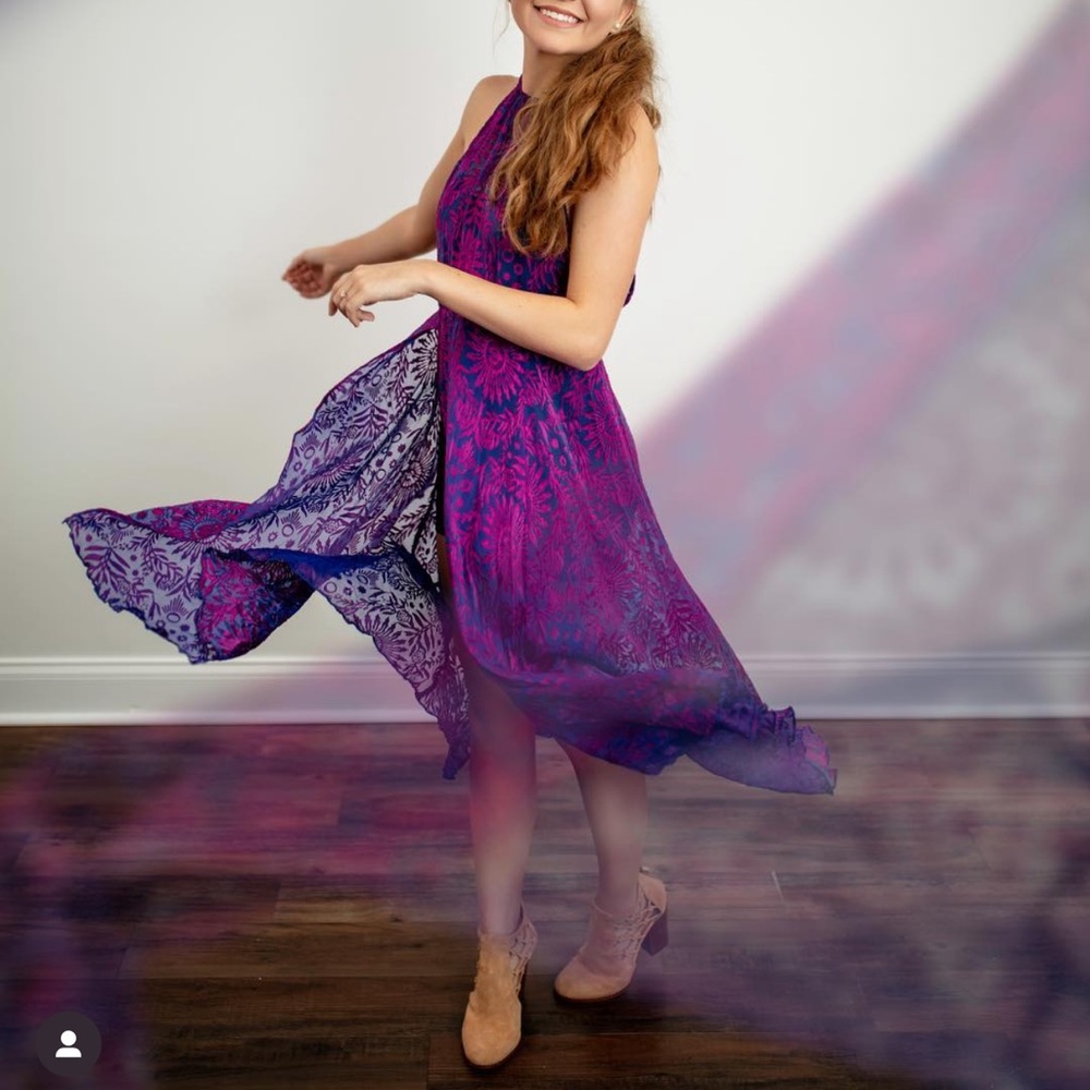 Free People Pink and Purple Floral Silk dress